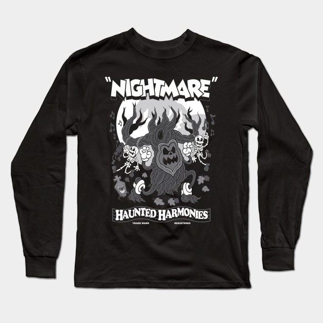 Haunted Harmonies - Vintage Cartoon Halloween - Creepy Cute Goth Horror Long Sleeve T-Shirt by Nemons